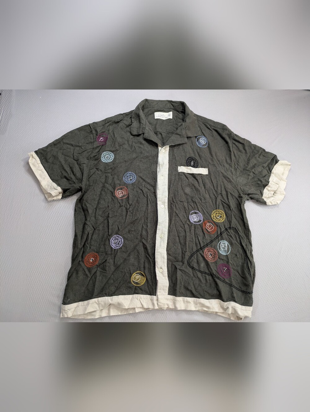 Abercrombie and Fitch Shirt Mens SZ 2XL Summer Linen Blend 8 Ball Pool